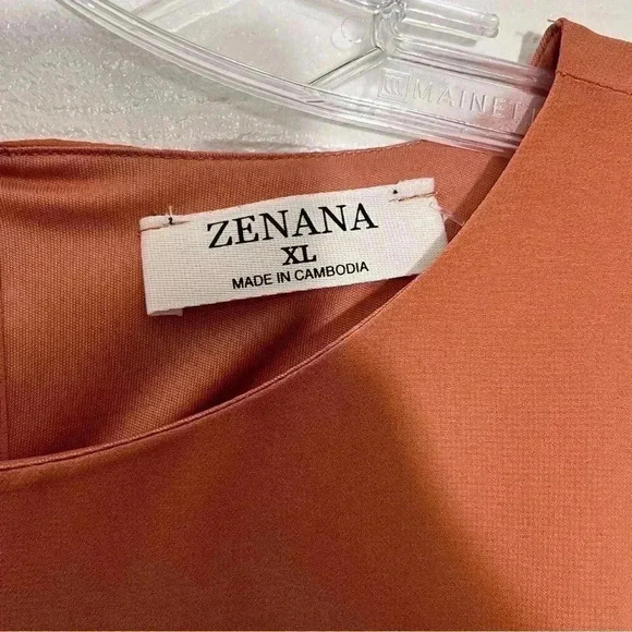 NWOT ZENANA Burnt Orange Peekaboo Sleeve Top | size XL - Picture 4 of 10